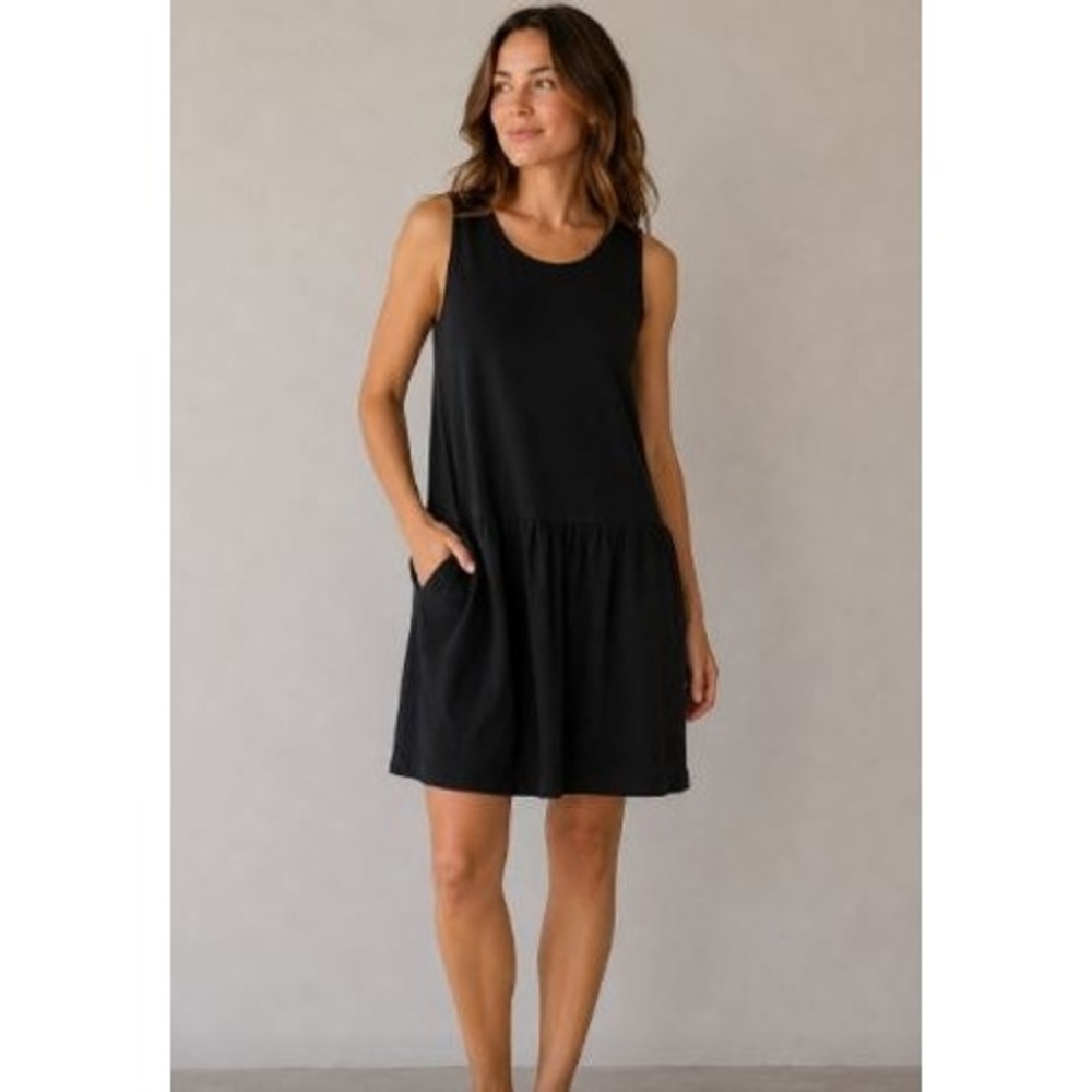 Garnet Hill Dress Womens 16 Black LBD Modest Capsule Versatile Comfy Nuetral